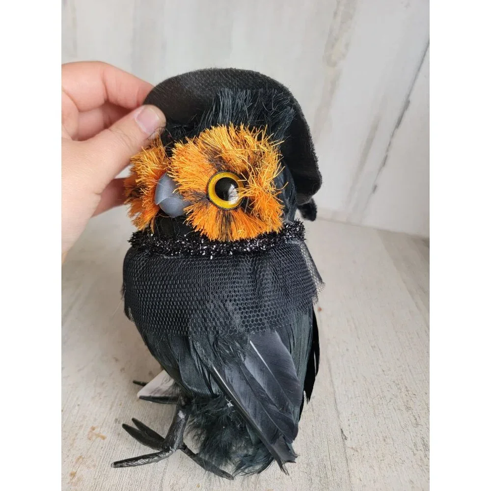 Pier 1‎ black glitter witch owl Halloween home decor prop unique